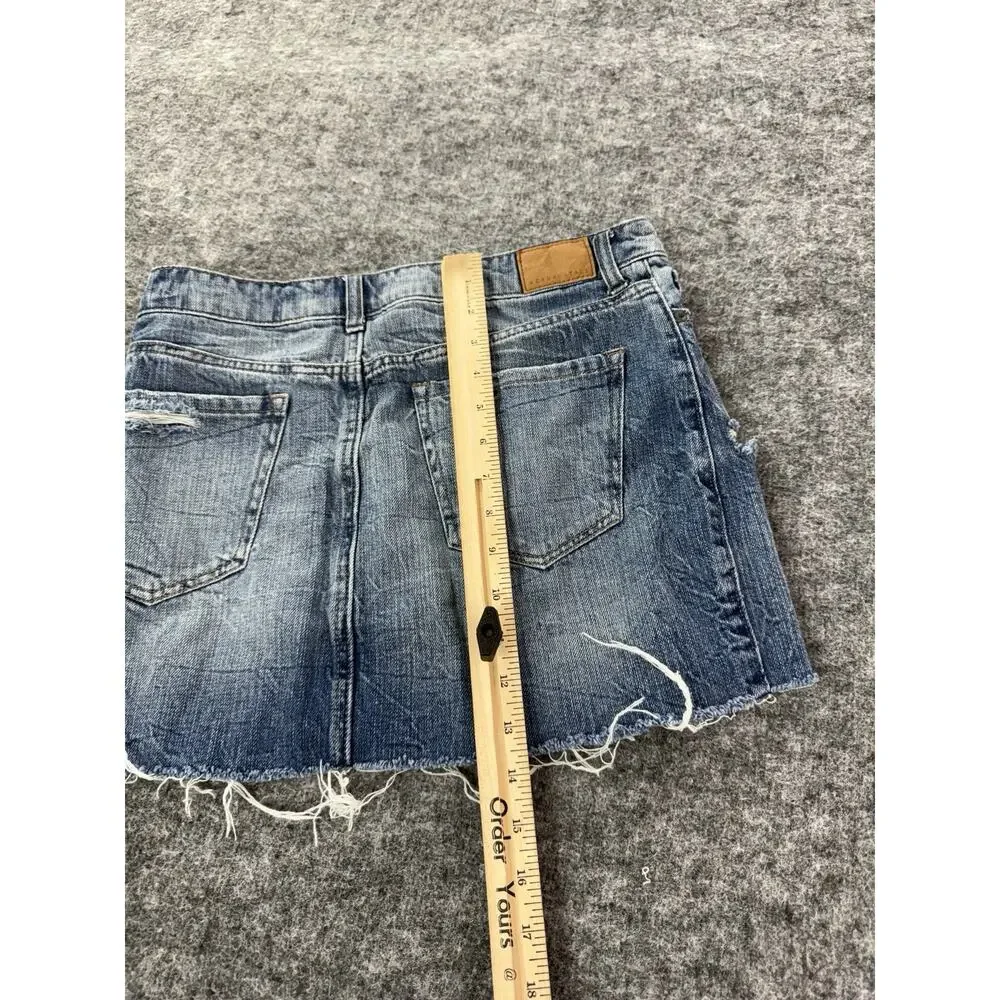 Aeropostale Denim Skirt Womens 8 Blue Micro Mini Ripped Casual Summer N90